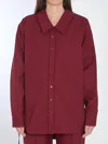 Gucci Womens Rosso Ancora Embroidered Drawstring-sleeves Cotton-poplin Shirt In Red
