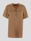 Gucci Beige Shirt With All-over Gg Motif In Satin Woman