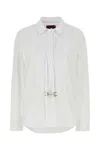 Gucci White Shirt With Pointed Collar With Tie Detail And Horsebit In Cotton Woman In White
