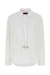 Gucci White Shirt With Pointed Collar With Tie Detail And Horsebit In Cotton Woman In White
