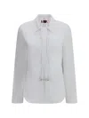 Gucci Women White Shirt With Tonal Logo Lettering Embroidery On The Collar In Cotton Woman In White