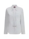 Gucci Women White Shirt With Tonal Logo Lettering Embroidery On The Collar In Cotton Woman In White