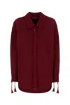 Gucci Curved Hem Shirt With Detachable Ties And Lace In Burgundy