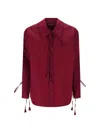 Gucci Cotton Popeline Shirt With Ties And Laces Profiles In Burgundy