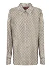 Gucci Gg Patterned Shirt In Gray