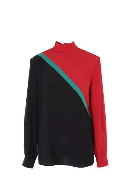 Gucci Colorblocked Silk Crêpe De Chine Blouse In Multi