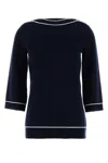 Gucci Oversize Wool Sweater With Contrast Trim And Button Detail In Blue