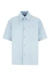 Gucci Mens Gg Monogram Relaxed Cotton Shirt Baby Blue In Blue