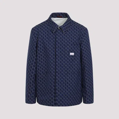 Gucci Gg Shadow-jacquard Cotton Jacket In Blue