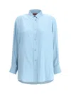 Gucci Womens Aqueous Monogram Relaxed-fit Silk Shirt In Blue