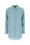 Gucci Womens Aqueous Monogram Relaxed-fit Silk Shirt In Blue