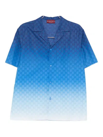 Gucci Casual Gradient Design Shirt With Revere Collar In Blue