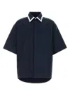 Gucci Navy Blue Poplin Oversize Shirt In Blue