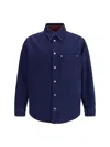 Gucci Blue Jacket With Classic Collar And Reversible Design In Cotton Man In Blue