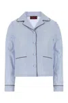 Gucci Striped Shirt With Notched Collar And Trim In Blue