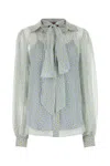 Gucci Light Blue Printed Chiffon Shirt In Floral