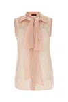 Gucci Sheer Fabric Sleeveless Shirt With Bow Detail In Floral