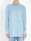 Gucci Womens Aqueous Monogram Relaxed-fit Silk Shirt In Blue