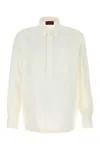 Gucci Long Sleeve Linen Polo Shirt With Chest Pocket In Multi