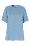 Gucci Light Blue Gg Satin Top In Gray