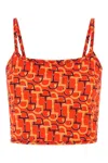 Gucci Orange Top With Spaghetti Straps And All-over Horsebit Print In Cotton Woman In Printed
