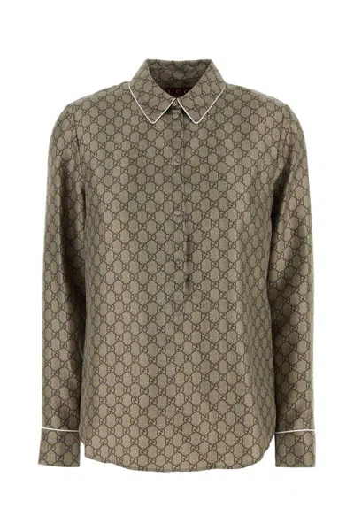 Gucci Women Printed Silk Shirt In Multicolor