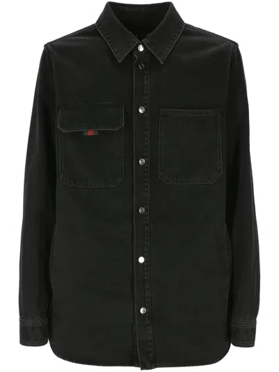 Gucci Collared Long-sleeve Shirt In Black