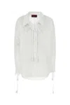 Gucci White Shirt With Pointed Collar With Tie Detail And Horsebit In Cotton Woman In White