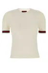 Gucci Women Extrafine Wool Sweater With Web Detail In White
