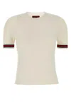 Gucci Women Extrafine Wool Sweater With Web Detail In White