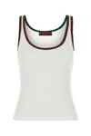 Gucci Women White Ribbed Top With Web Detail On The Edges In Cotton Woman In White