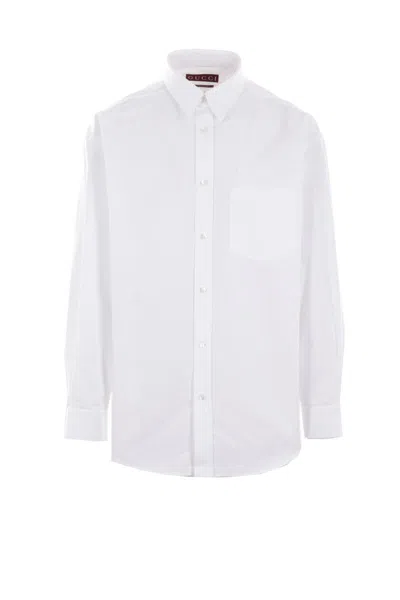Gucci White Embossed Logo Shirt