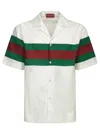 Gucci Gg Cotton Shirt With Web In White