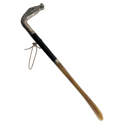 Pre-owned Gucci Shoehorn With Horse Head In Silver Metal And Resin 1980s