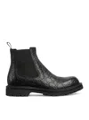 Gucci Black Leather Ankle Boot With Web Detail Men In Black