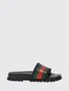 Gucci Signature Web Slide Sandals For Men In Black