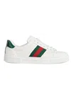 Gucci Ace Web Mixed Leather Sneakers In White