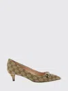 Gucci Women Beige And Dark Brown Gg Canvas Pumps With Horsebit In Brown