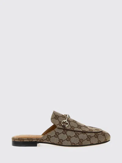 Gucci Gg Jacquard Monogram Canvas Princetown Slippers In Brown