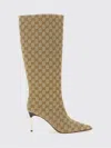 Gucci Knee Length Stiletto Heel Pointed Toe Boots In Brown