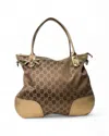 Gucci Shopper Lurex Gg Supreme Brown/gold