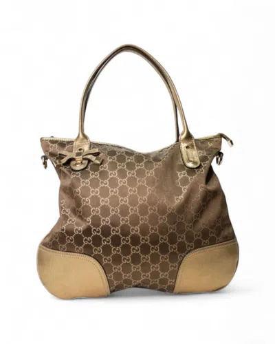 Gucci Shopper Lurex Gg Supreme Brown/gold