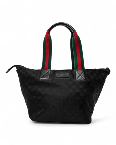 Gucci Shopper Zip Small Nylon Gg Black