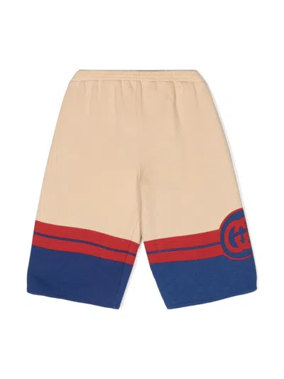 Gucci Kids' Interlocking G-logo Cotton Shorts In White