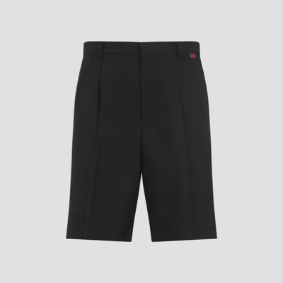 Gucci Black Bermuda Shorts With Web Detail In Wool Man