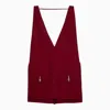 Gucci Red V-neck Twill Jumpsuit In Red