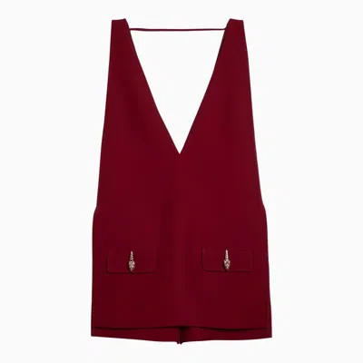 Gucci Red V-neck Twill Jumpsuit