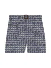 Gucci Gg Cotton Blend  Canvas Shorts In Blue