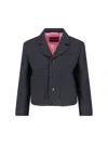 Gucci Long Sleeve V-neck Jacket With Back Vent In Gray