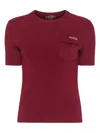 Gucci Women Ribbed T-shirt In Burgundy